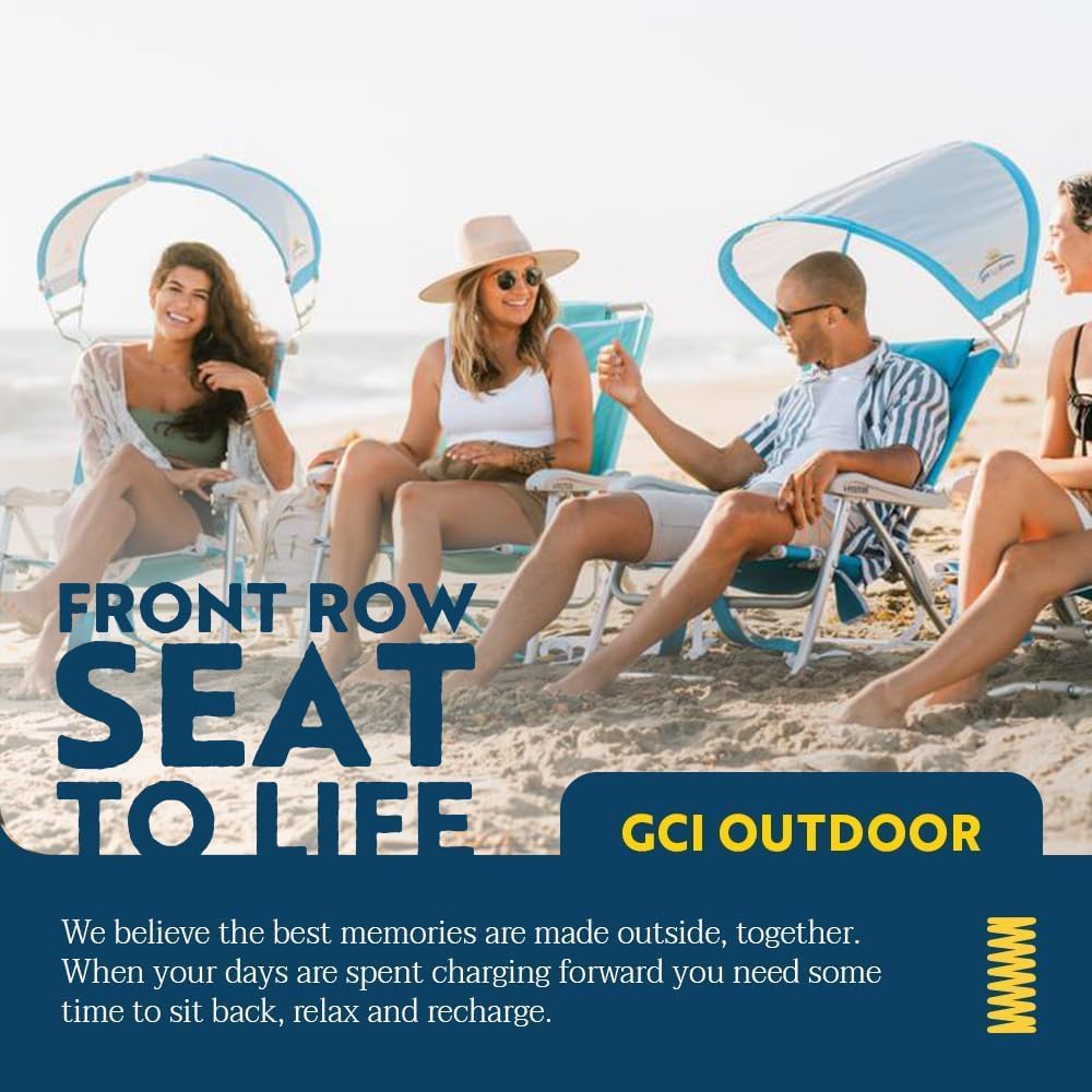 GCI Outdoor Sunshade Backpack Beach Chair | Reclining Folding Canopy Chair wi...