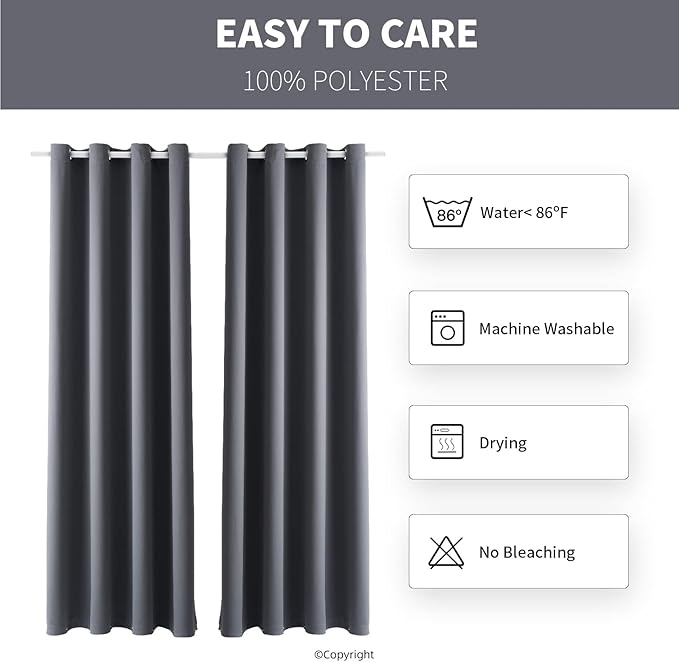 Outdoor Indoor Curtains W52 x L108 for Patio - Weather-resistant Window Panel...