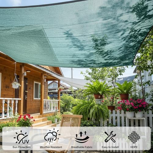 SUNNY GUARD Sun Shade Cloth, 20 x 20 FT Green HDPE Mesh