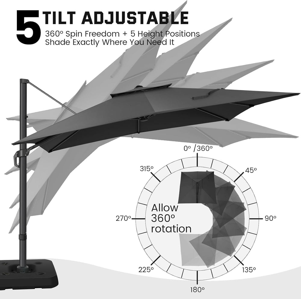 Hoteel Outdoor Patio Umbrella - 10ft Cantilever Umbrella for Patio Heavy Duty...