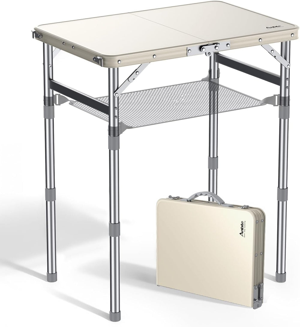 Anbte 2 ft Small Folding Table, 3 Adjustable Height for Camping, 23" X 1...