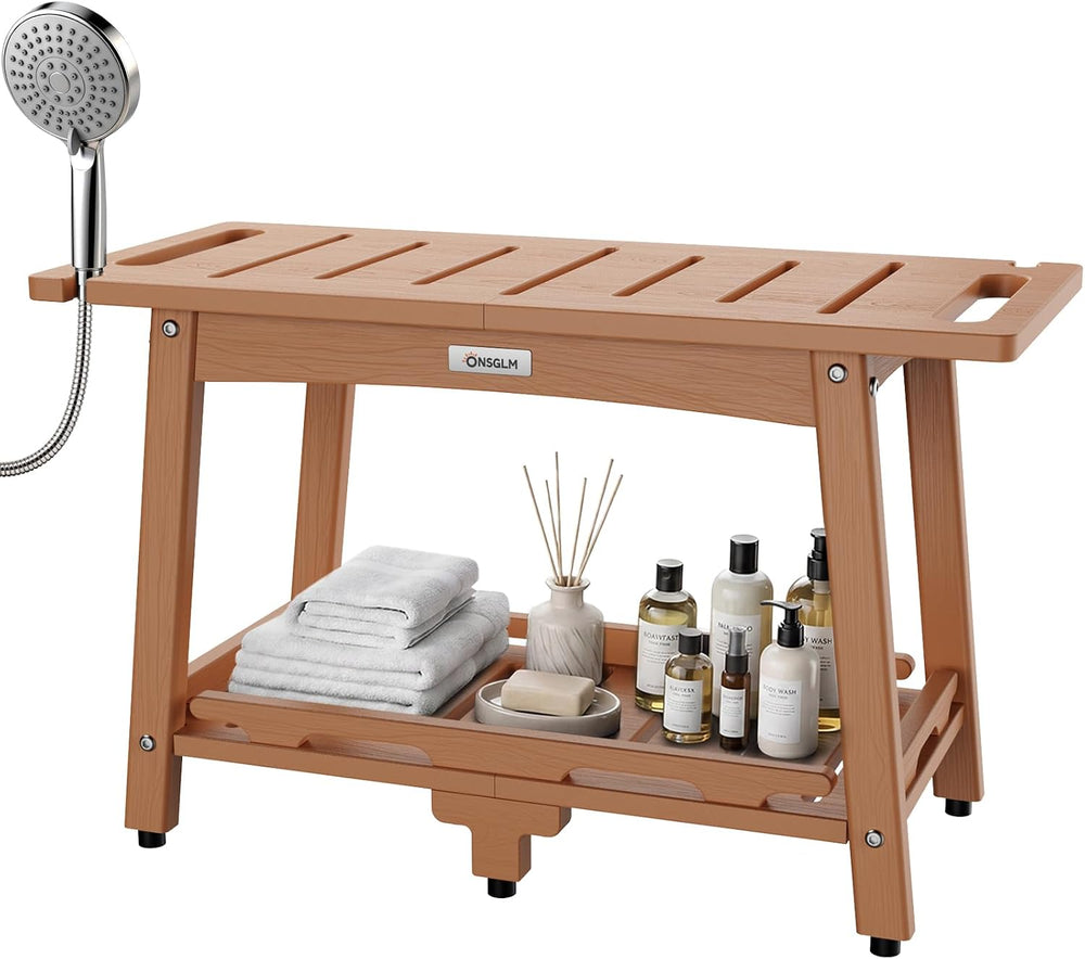 28" Extra Large Shower Bench, HDPE Waterproof Shower Chairs Seat, Adjust...