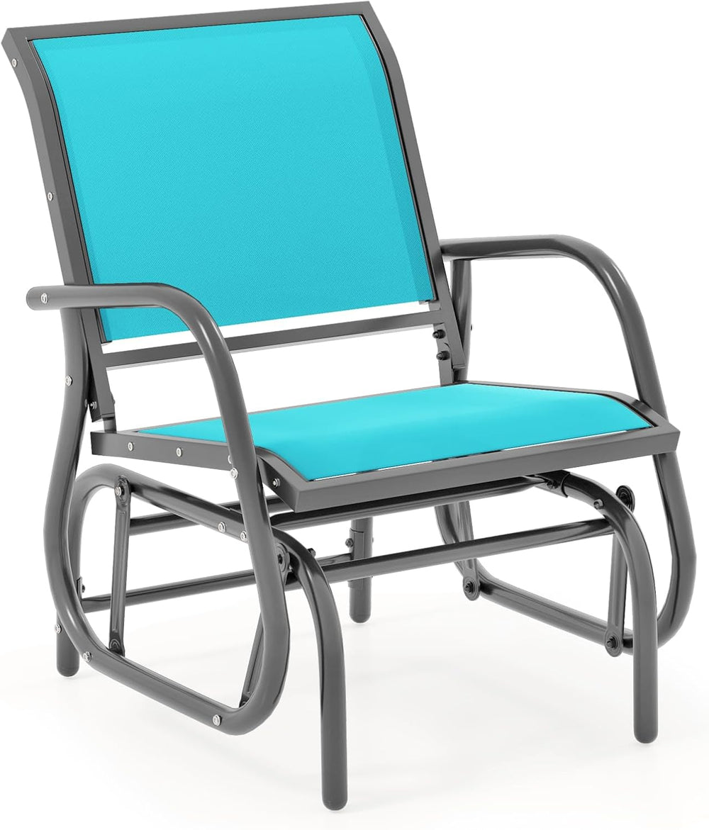 GIANTEX Outdoor Glider Chair, Patio Swing Chair w/Study Metal Frame