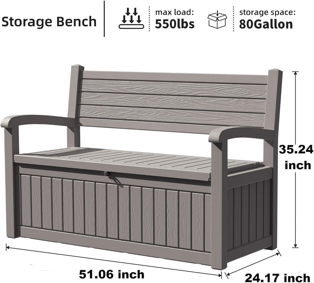 80 Gallon Outdoor Storage Bench, Grey Stripe