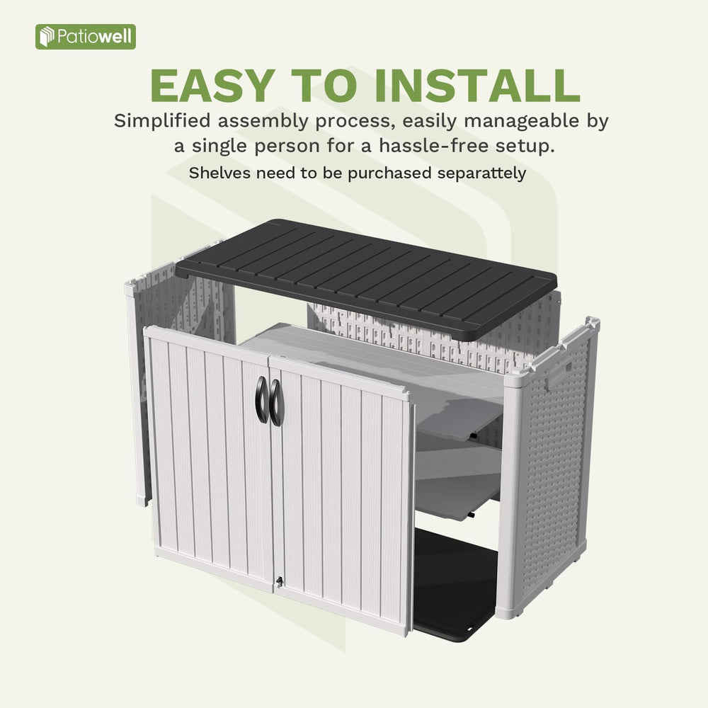 Patiowell 26 Cu.ft Plastic Outdoor Storage Cabinet, Lockable Waterproof Horiz...