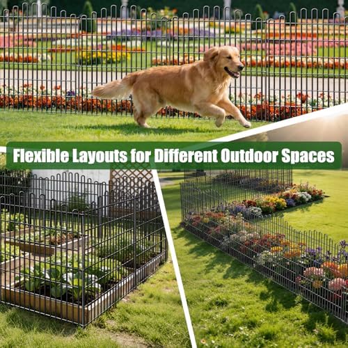 10 Panels No Dig Decorative Garden Fence, Dog Fence Outdoor for Yard