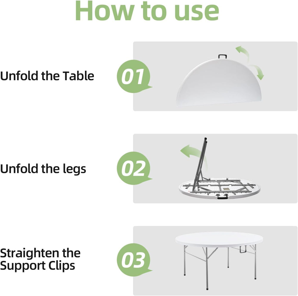 4FT Foldable Table,Folding Plastic Card Table with Handle