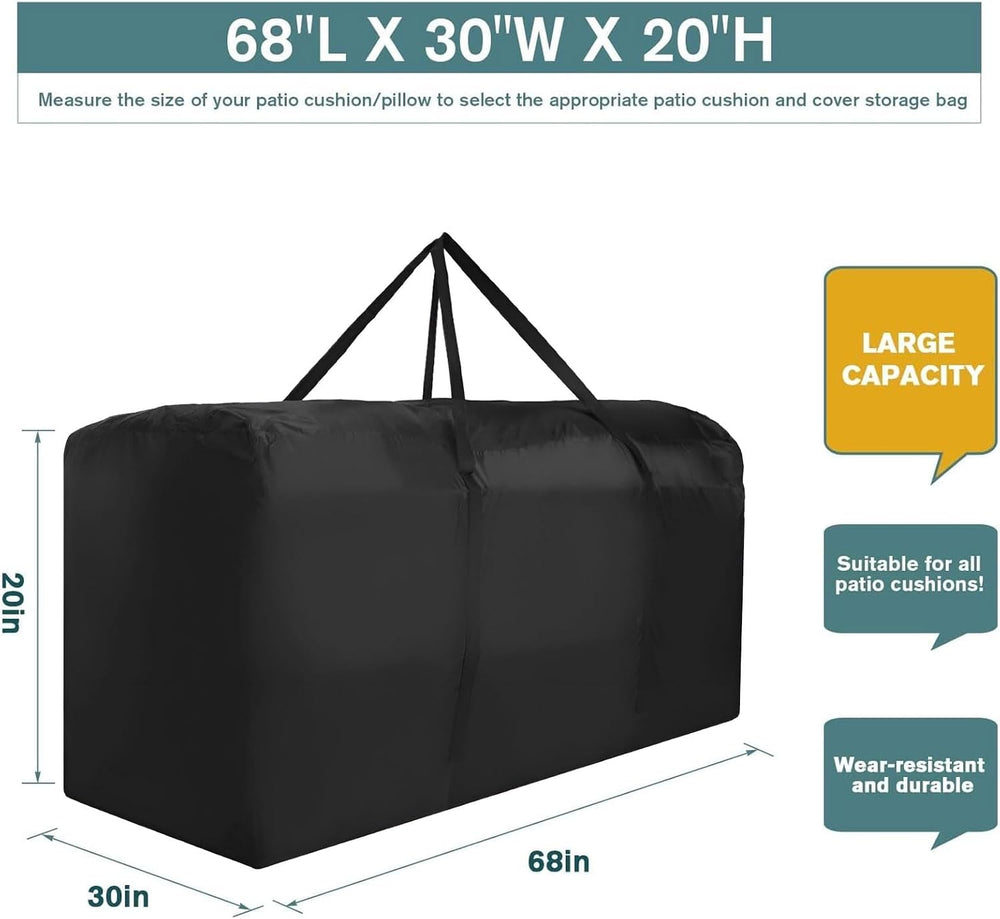 Patio Cushion Storage Bag Waterproof Extra Large Protective Zippered Outdoor ...