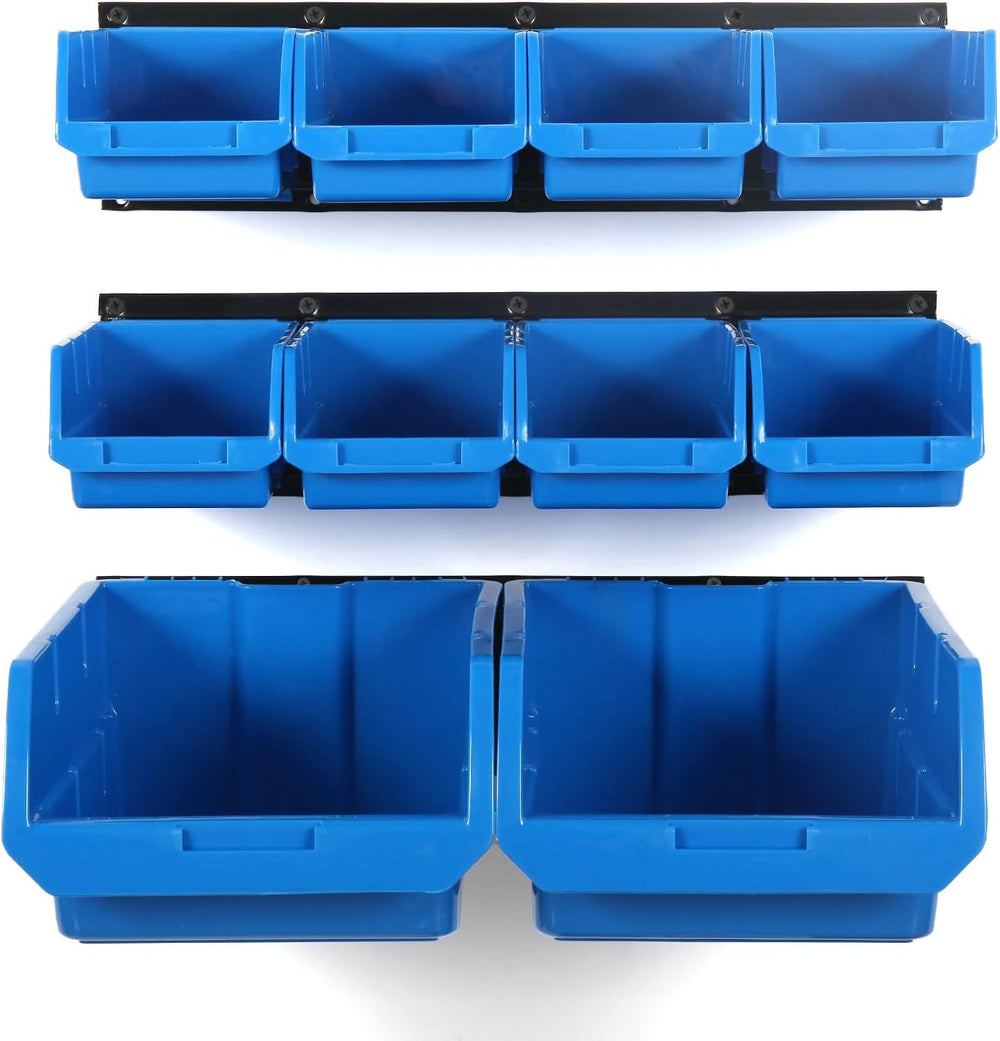 Wallmaster 10-Bin Wall Mounted Plastic Storage Bins Hanging Organizer Bins