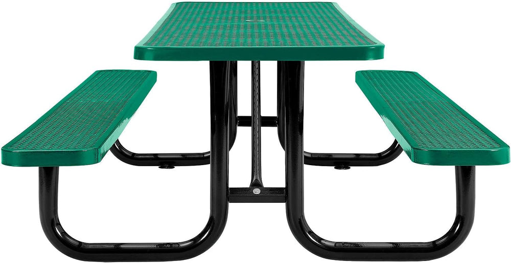 Global Industrial 8’L Rectangular Picnic Table, Expanded Metal, Green Thermop...