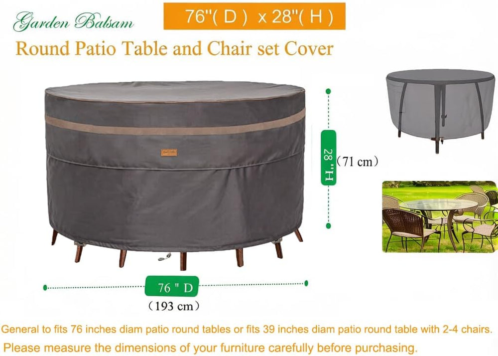 Round Patio Table Cover Outdoor Furniture Waterproof 76inch
