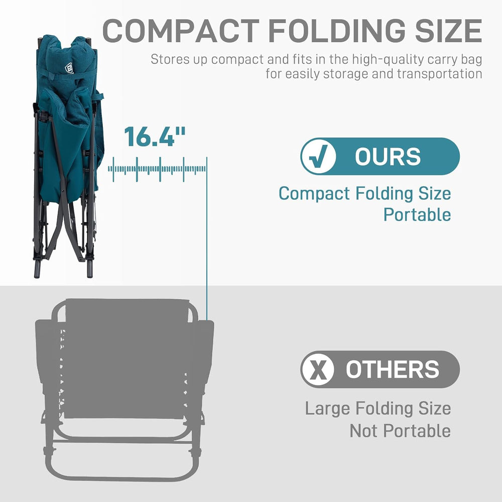 EVER ADVANCED Oversized Folding Rocking Camping Chair, Padded