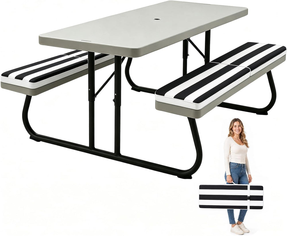 2 Pack (72×12×2Inch) Picnic Table Bench Cushions, Outdoor Furniture Cushions ...