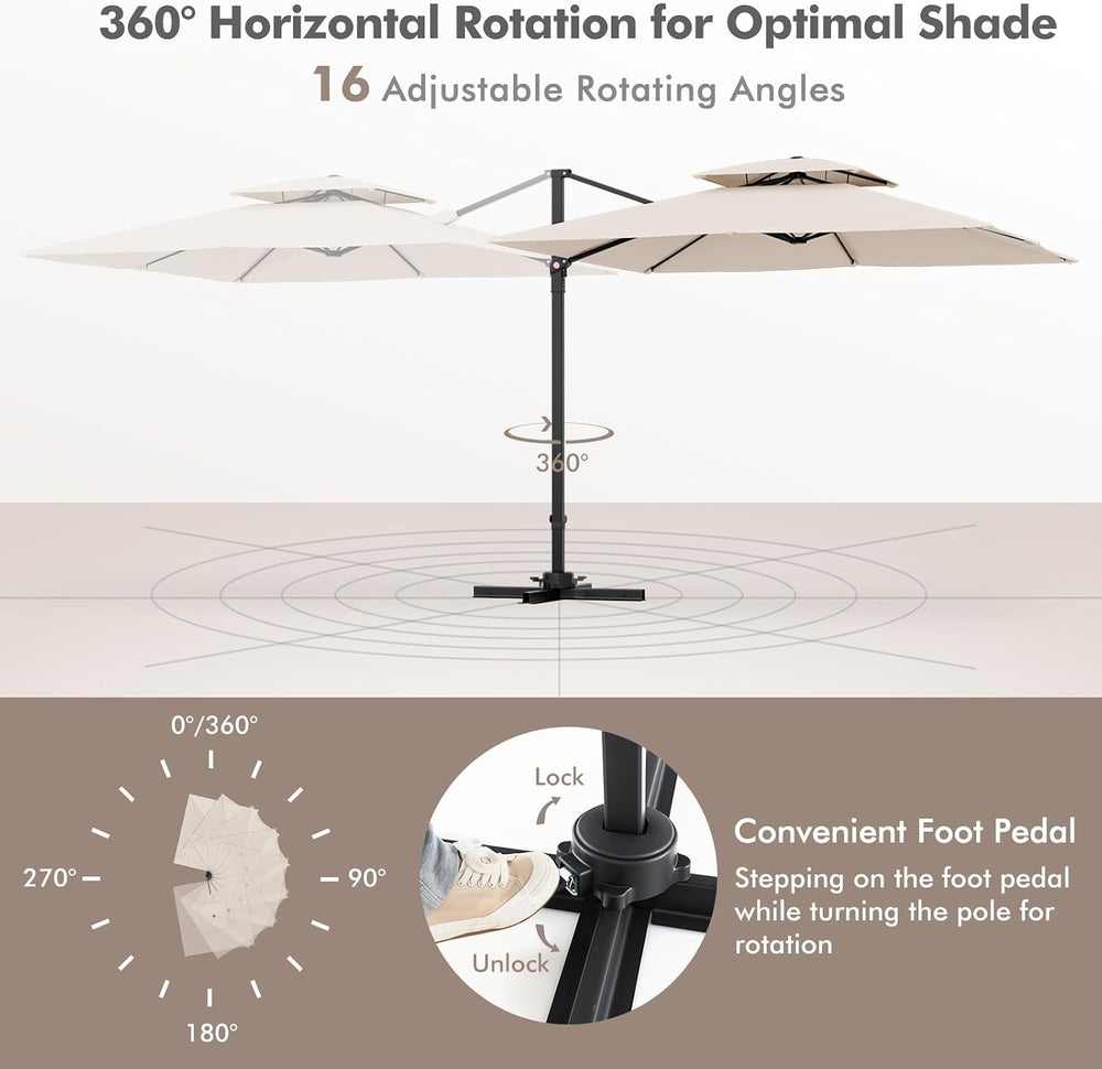 Tangkula 9.5 FT Cantilever Patio Umbrella, Outdoor Square Offset Umbrella wit...