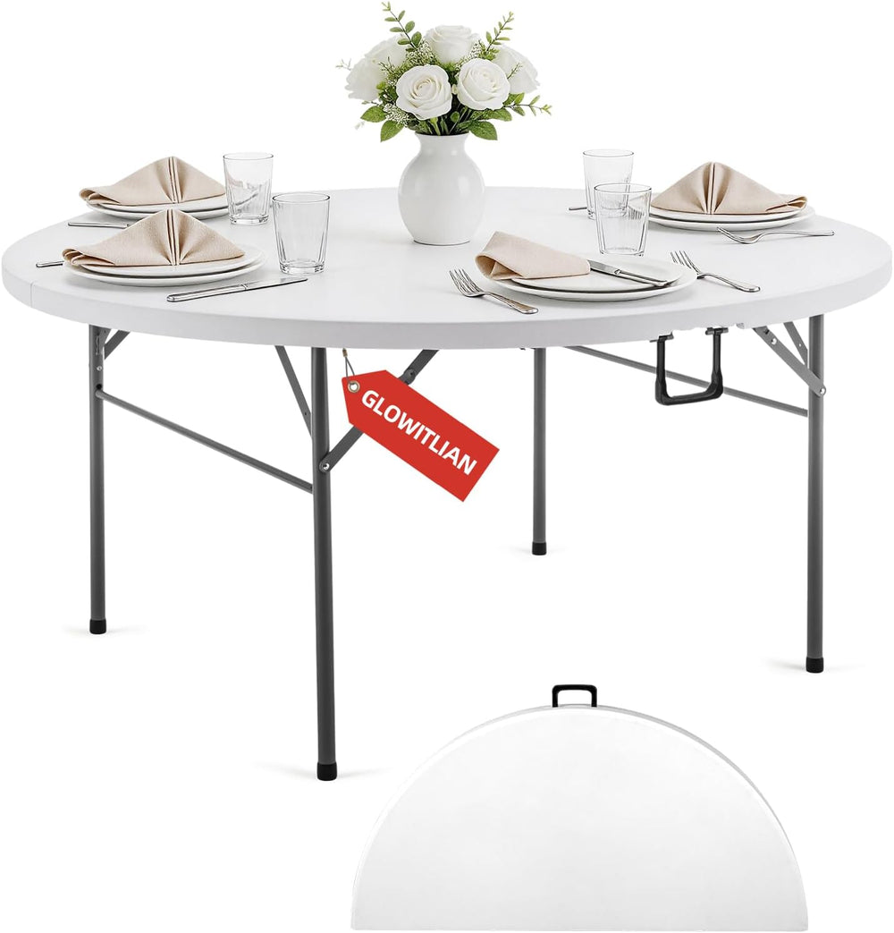 4FT Foldable Table,Folding Plastic Card Table with Handle