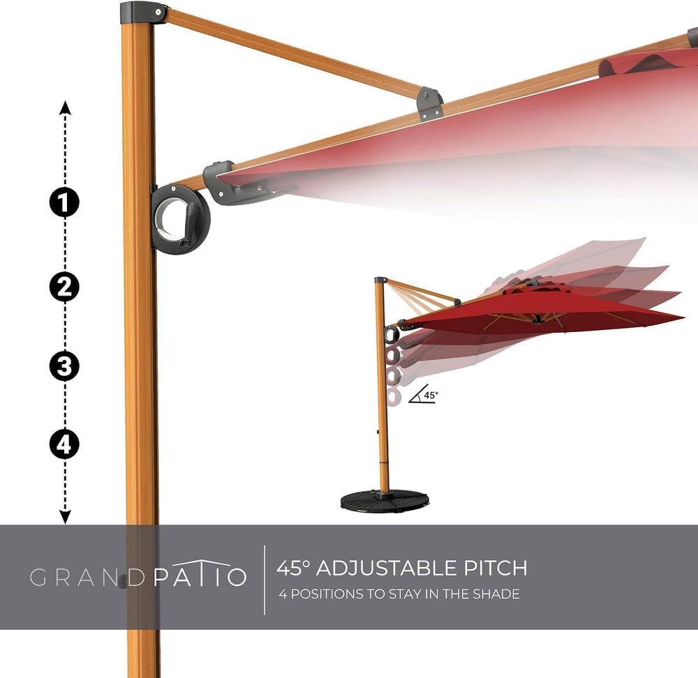 Grand patio 10FT Patio Umbrella, Aluminum Cantilever Umbrella with Round Cano...