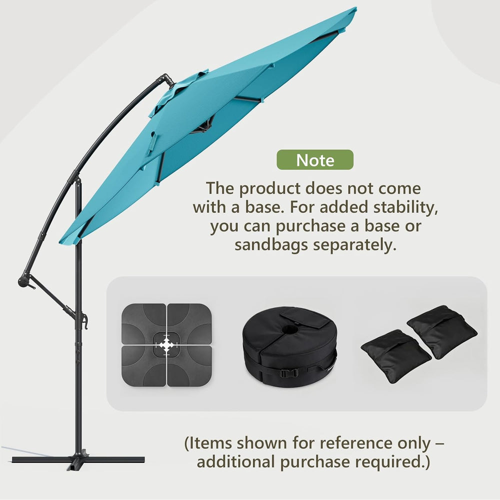 10FT Patio Umbrella, Cantilever Outdoor Umbrella with 360° Rotation & Til...