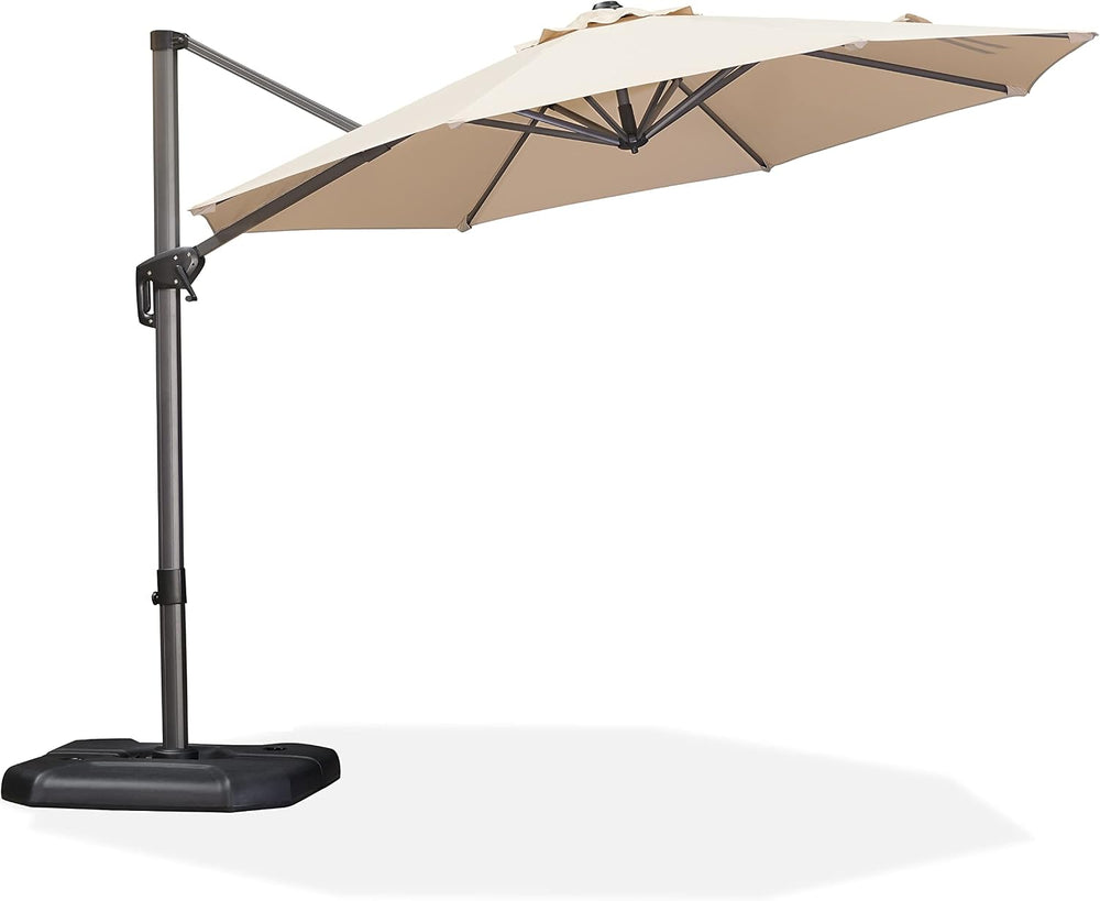 PURPLE LEAF Patio Umbrella with Base 11 Feet Effortless Shade Control Beige