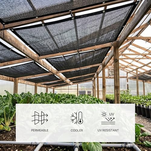 ShadeMart 70% Black Shade Cloth 10' x 16' HDPE Mesh Tarp for Garden P...