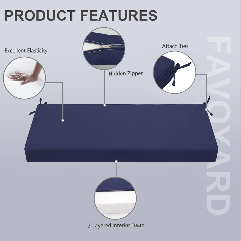 Favoyard Outdoor Bench Cushion, 42 x 18 Inch, Blue