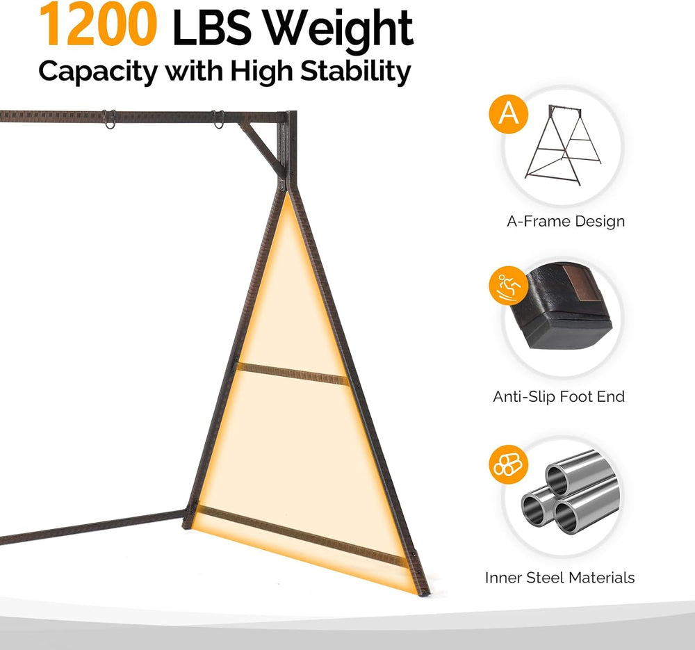 Outvita 7FT Rattan Porch Swing Stand Frame with Hanging Rings