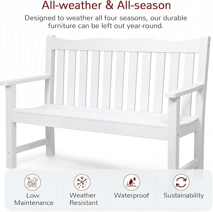 Stoog Outdoor Benches Set of 2, All-Weather HIPS Plastic Garden Bench with 80...