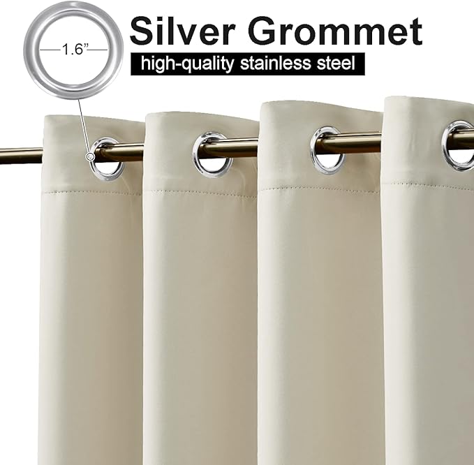 NICETOWN 2 Panels Beige Outdoor Curtains for Patio Waterproof, Sunlight Block...
