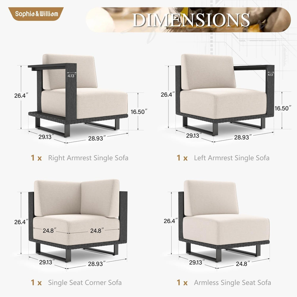 Sophia & William 4 Pieces HDPE Patio Furniture Set with 9.8" Thick C...
