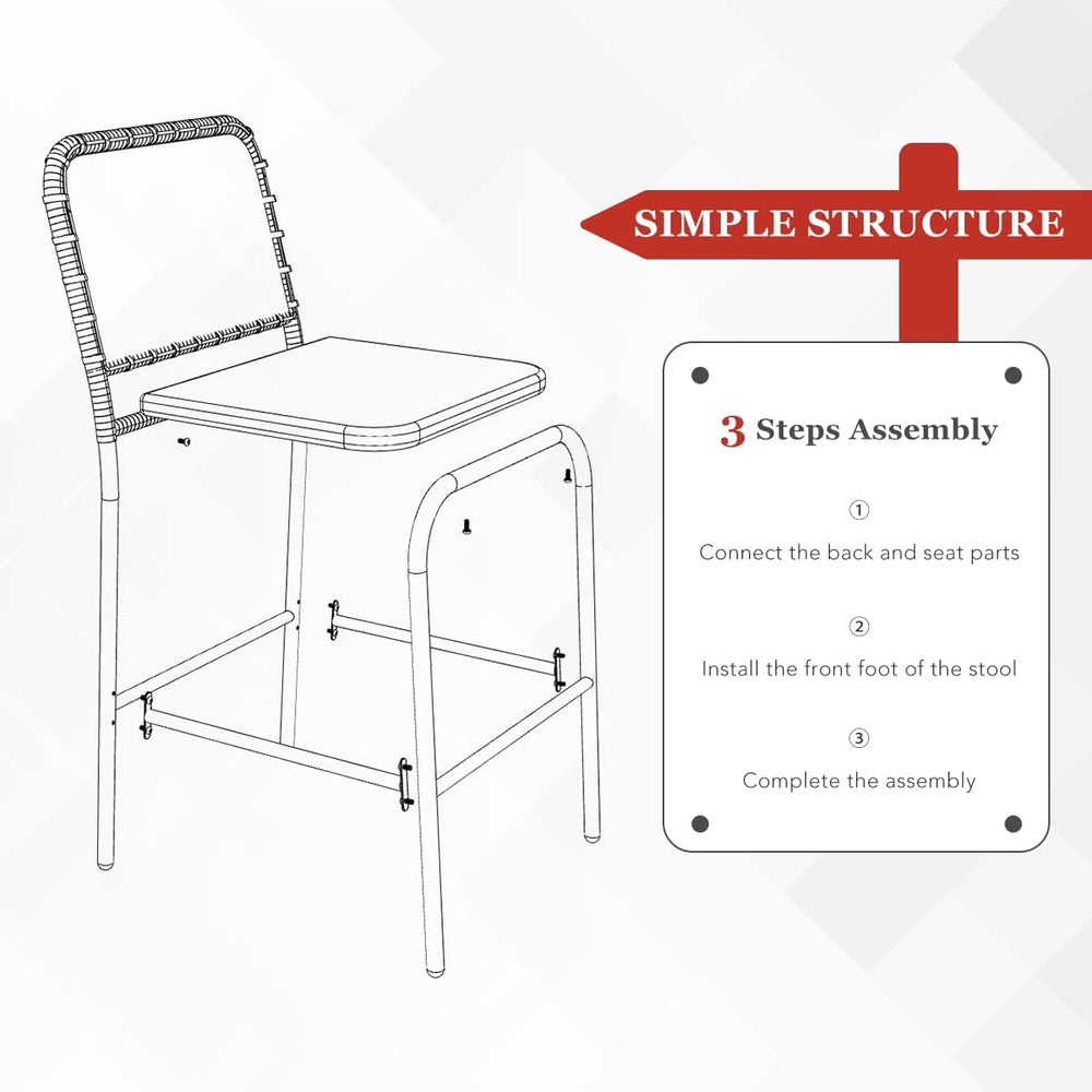 Sundale Outdoor Patio Bar Stools Set of 4, Hand Woven PE Rattan Hollow Back A...