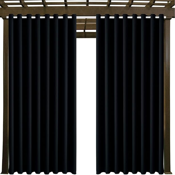 Waterproof Outdoor Curtain W105 x L108 - Grommet Top Sunlight Blocking Window...