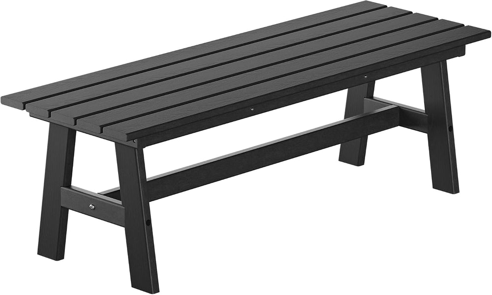 nalone Outdoor Bench, All-Weather HDPE Backless Bench for Porch (Black)