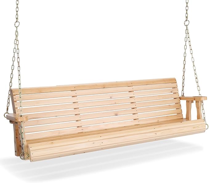 VINGLI Upgraded Patio Wooden Porch Swing for Courtyard & Garden, Heavy Du...
