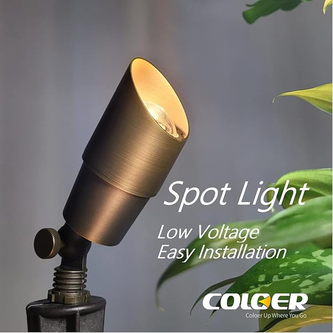 COLOER Die-cast Brass Low Voltage Spotlight 1-Pack with 5W Aluminum Housing M...
