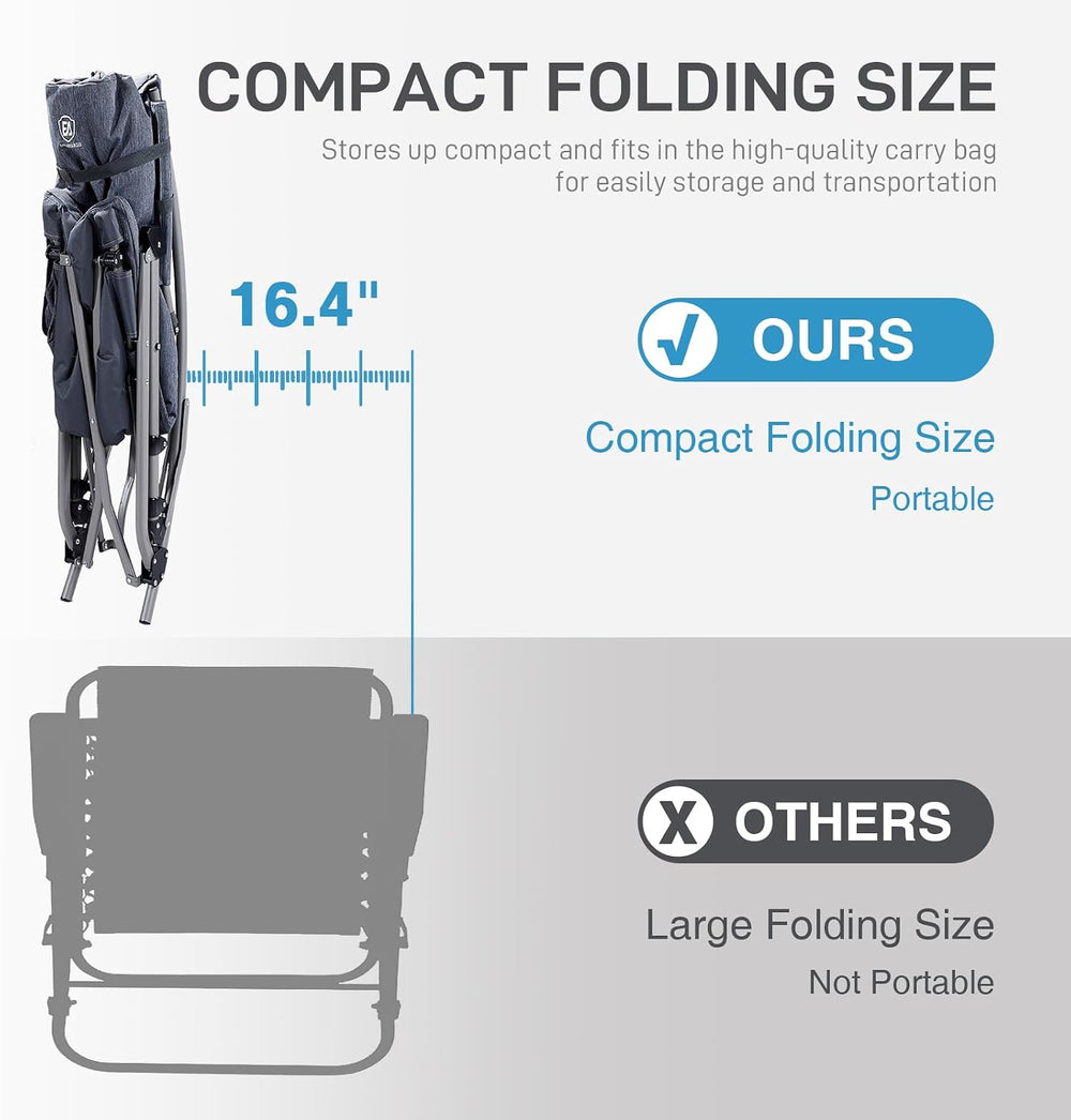 EVER ADVANCED Oversized Folding Rocking Camping Chairs Set of 2, Padded