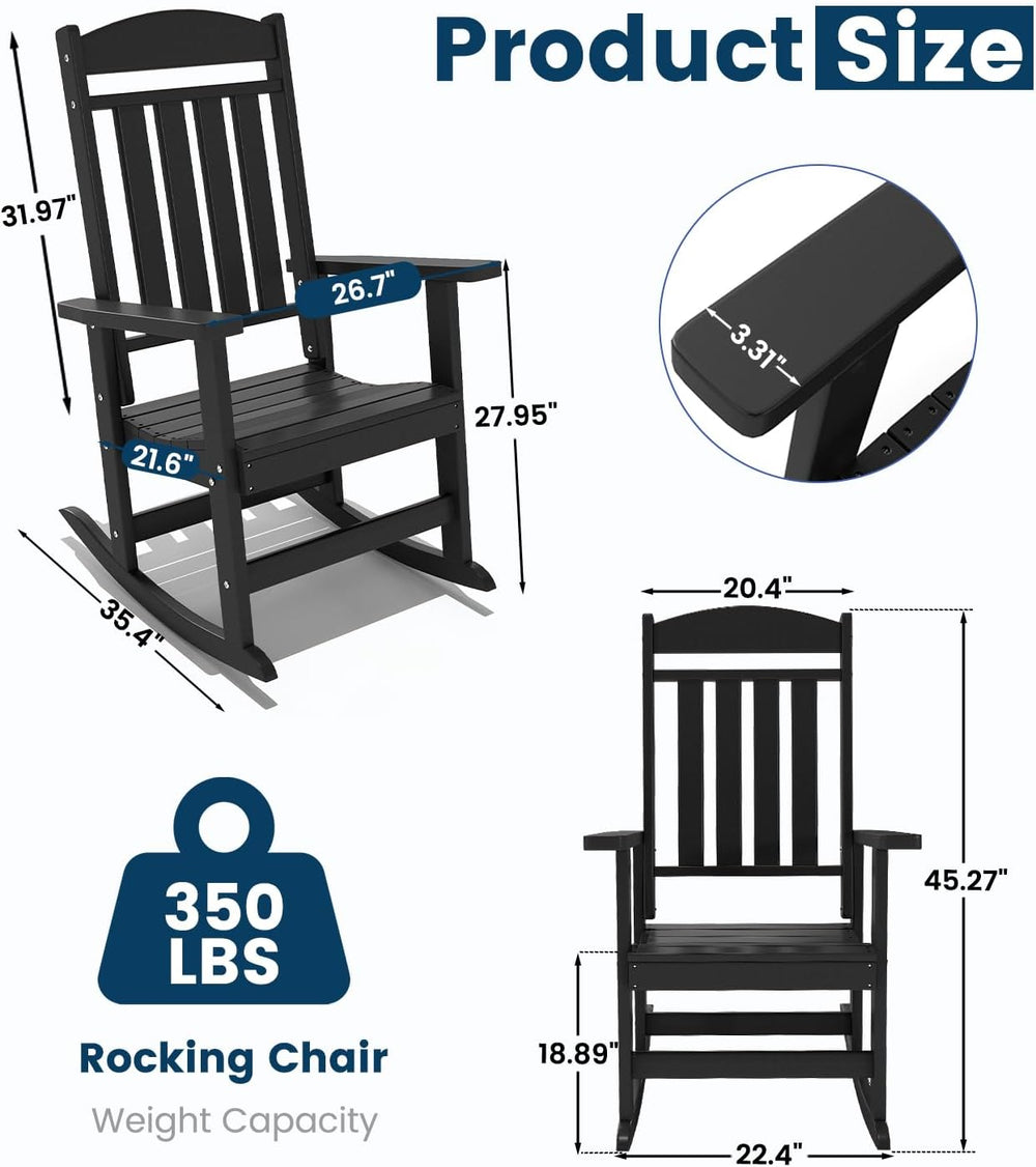 FOOWIN Outdoor Rocking Chair Set of 2, Oversized Rocking Chair Outdoor