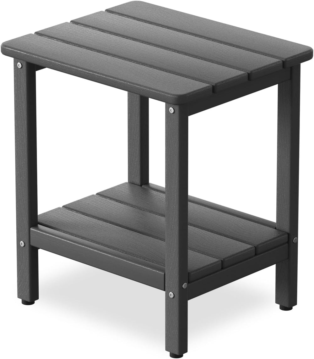Outdoor Side Table, 2-Tier Small Square Patio Side Table with Adjustable Feet...