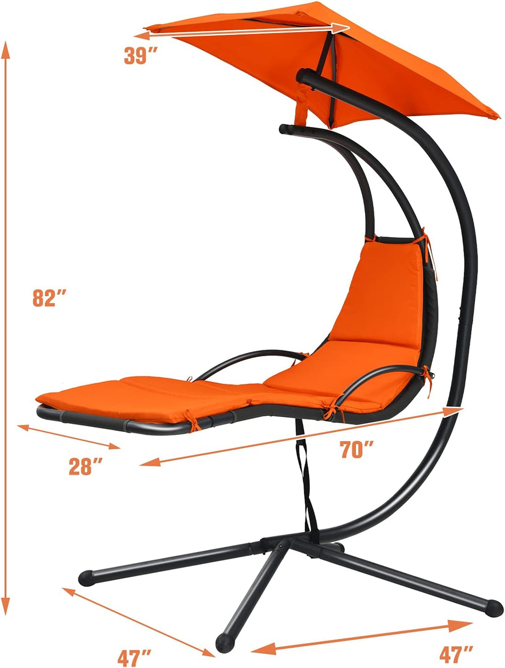 Giantex Outdoor Hanging Chaise Lounge Chair, Patio Hammock Chair with Removab...