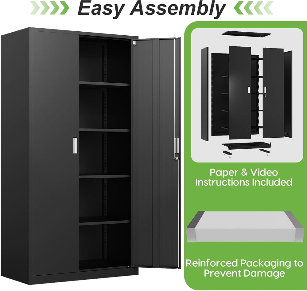 Locking Metal Storage Cabinet,71" Tall Steel Garage Cabinets