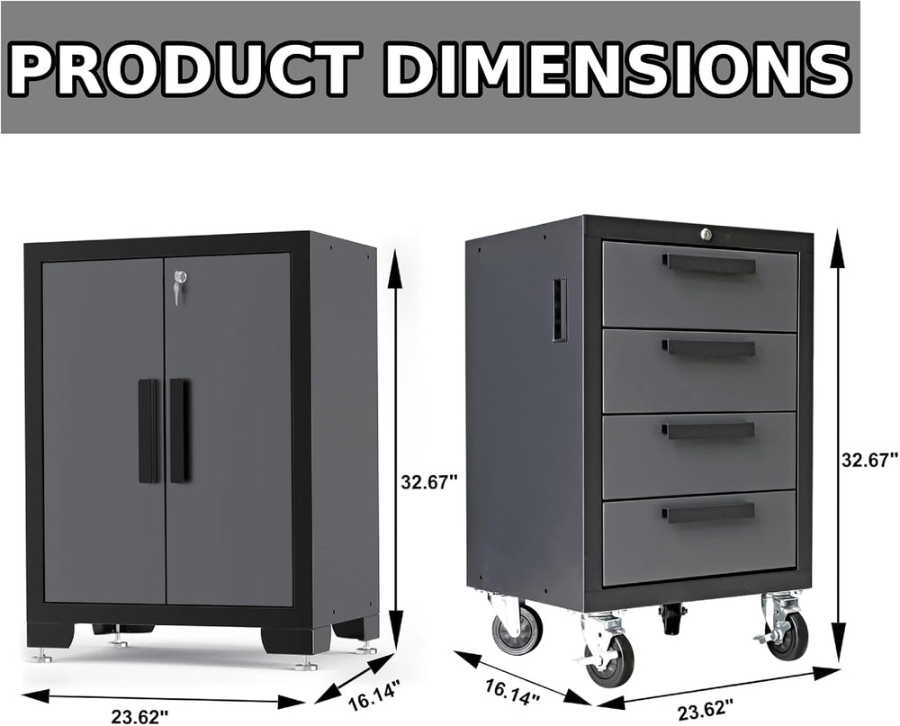 TCE Heavy Duty 12 Piece Garage Storage System: Metal Organization Workbench a...