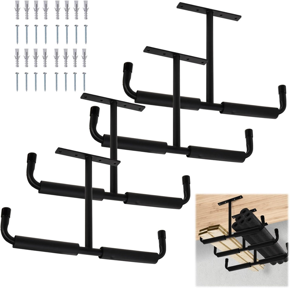 Tlence 4 Pack Overhead Garage Storage Hooks, 16.5" Heavy Duty Ceiling Mo...