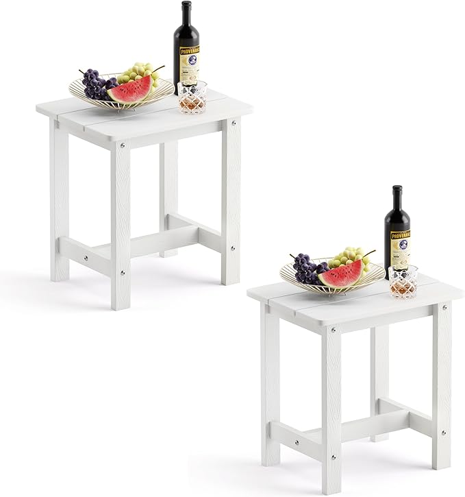 LUE BONA Outdoor Side Table Set of 2, HDPS Small Outdoor Table, Adirondack Si...