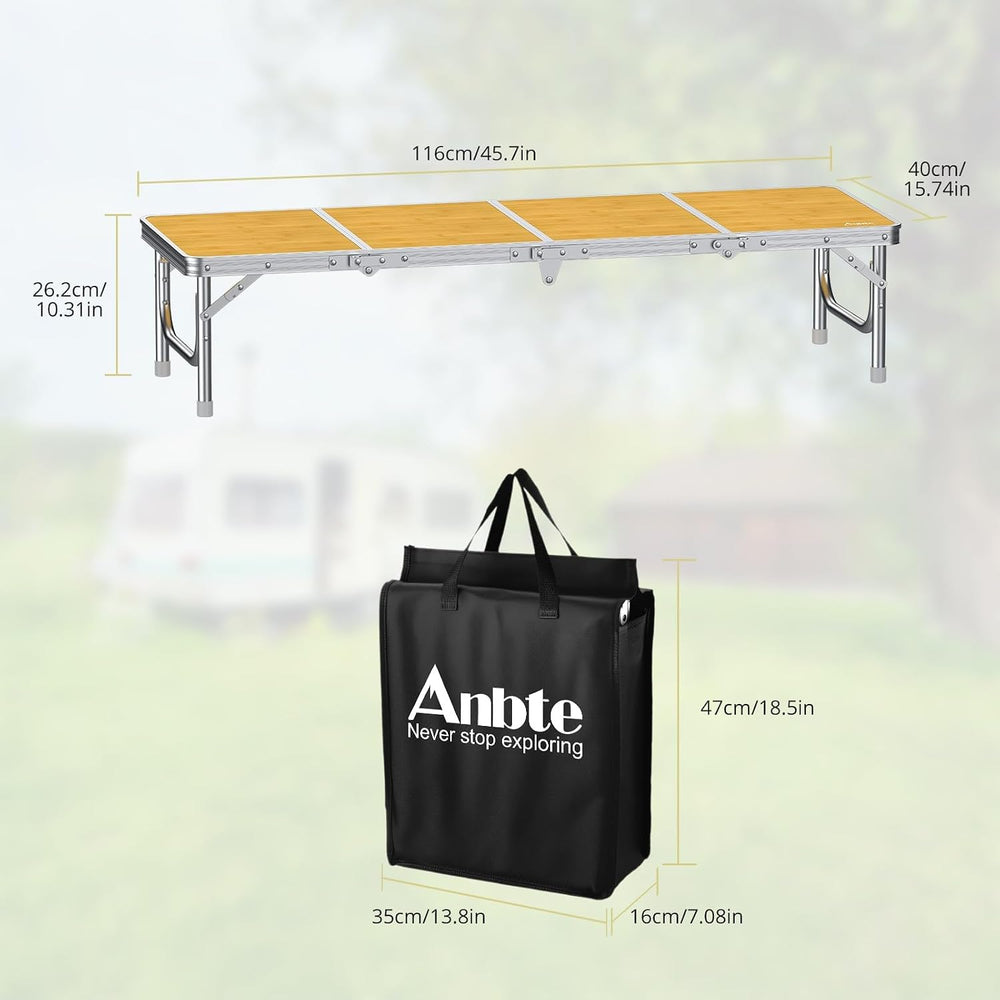 Anbte 4ft Low Folding Picnic Table with Storage Bag, 10.3" Height, Yellow