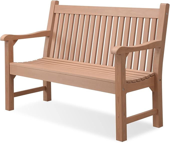 Psilvam 2-Person Poly Lumber Outdoor Bench with 700 Lbs Weight Capacity – Wea...