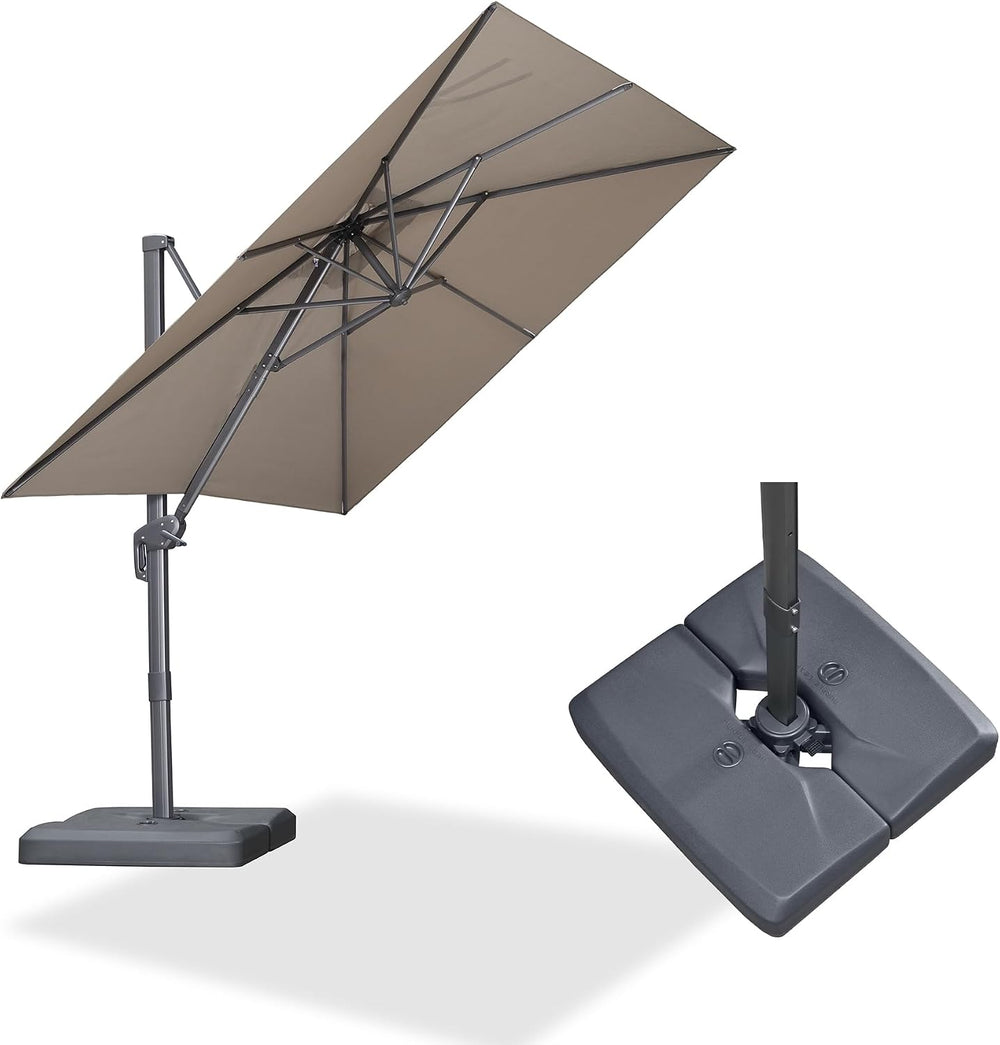 PURPLE LEAF Outdoor Umbrella 8 FT w/Base Cantilever Umbrella, Ash Mocha