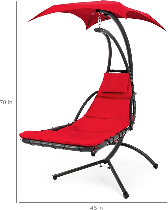 Best Choice Products Outdoor Hanging Curved Steel Chaise Lounge Chair Swing w...