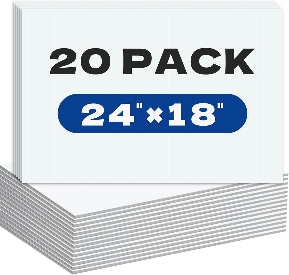 20 Pack Large Blank Yard Signs with 18 x 24", Corrugated Plastic Board f...