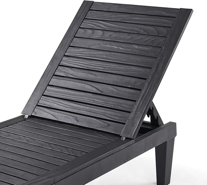 Nestl Patio Chairs - Black Chaise Lounge Chair Outdoor, 5-Position Adjustable...