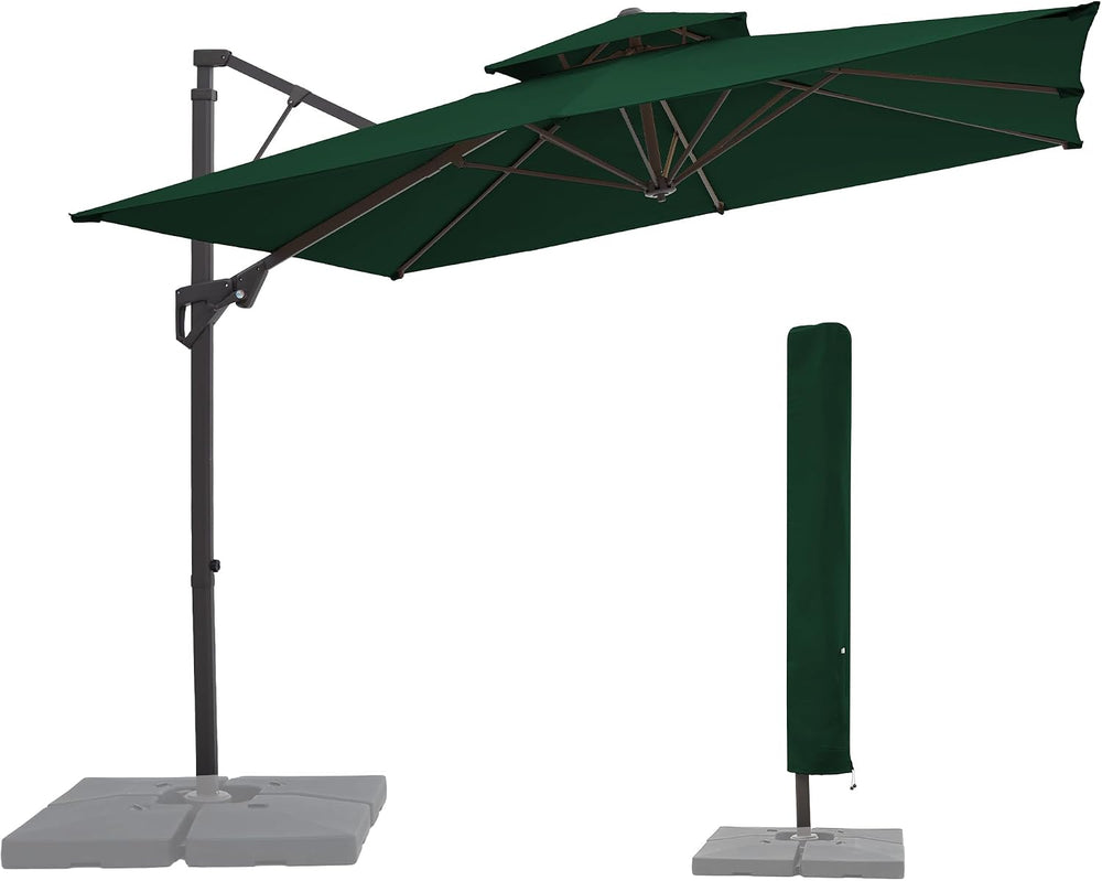 JEAREY 9x9 ft 2-Tier Cantilever Patio Umbrella, Outdoor Offset Umbrella