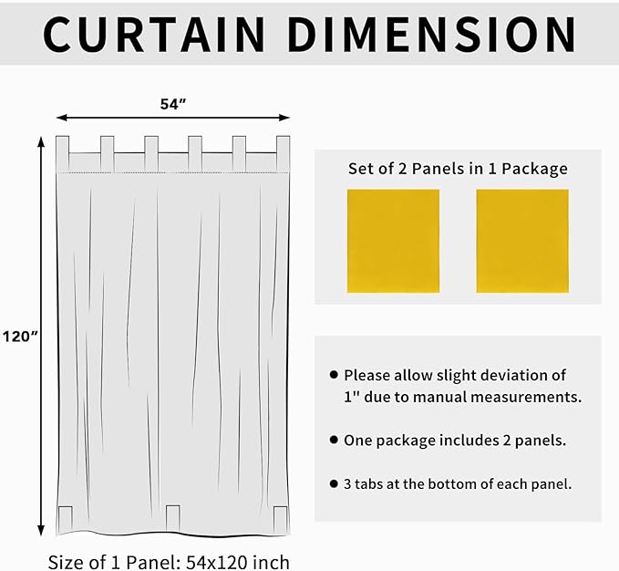 Easy-Going Outdoor Patio Curtains Detachable Tab Top Windproof Weatherproof C...