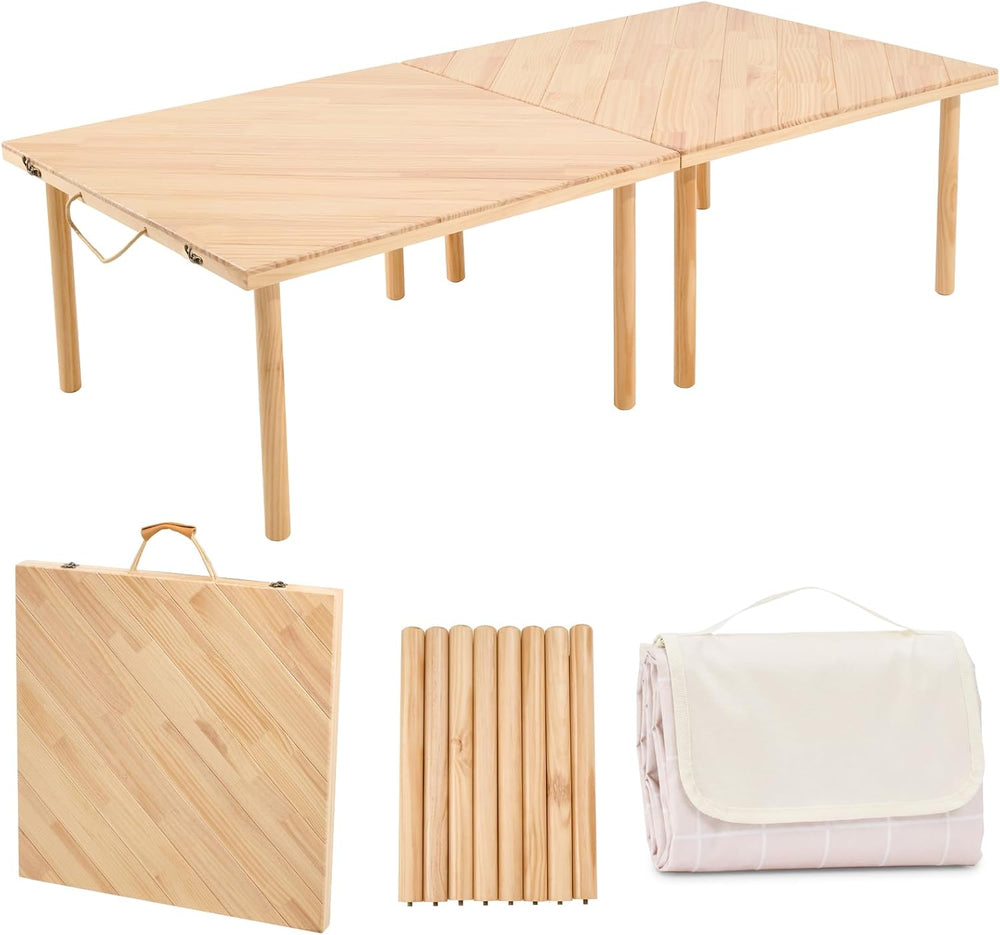 60"x 30" Folding Low Picnic Table with Outdoor Picnic Blanket 79&qu...